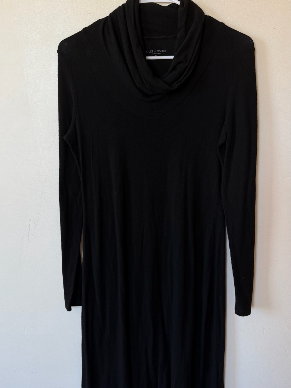 Eileen Fisher Black Cowl Neck Long Sleeve Tunic Dress Size XS